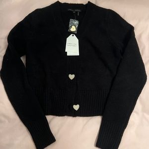 English Factory black pearl-heart cardigan
